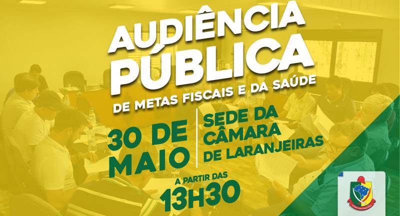 Câmara Municipal sedia Audiências Públicas de Metas Fiscais e Saúde